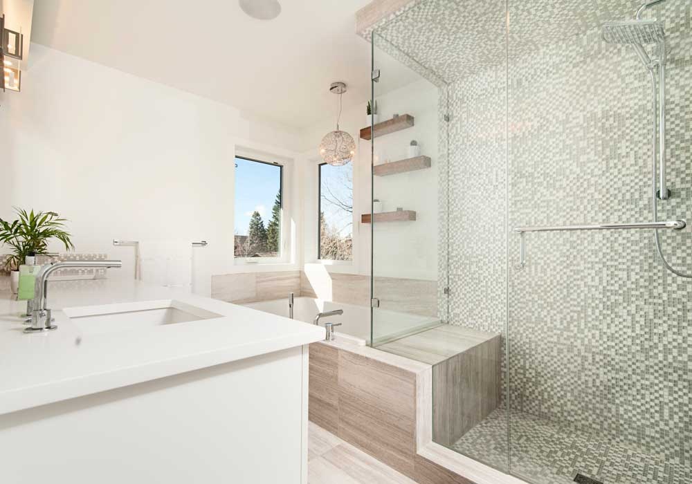 renovated bathroom and shower